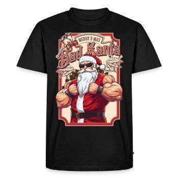 Bain Père Noël Muscles Fort Noël - T-shirt Premium bio Homme - noir - Devant - Nico (187cm)