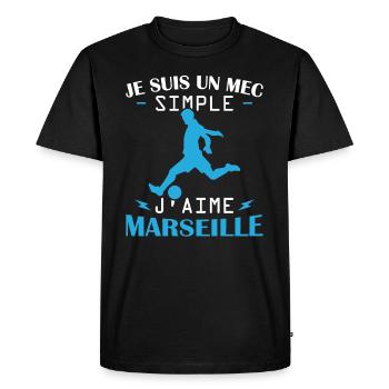 Je suis un mec simple j aime marseille - T-shirt Premium bio Homme - noir - Devant - Nico (187cm)