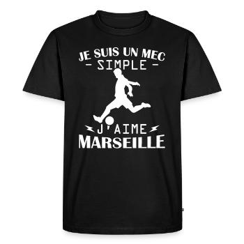 Je suis un mec simple j aime marseille - T-shirt Premium bio Homme - noir - Devant - Nico (187cm)