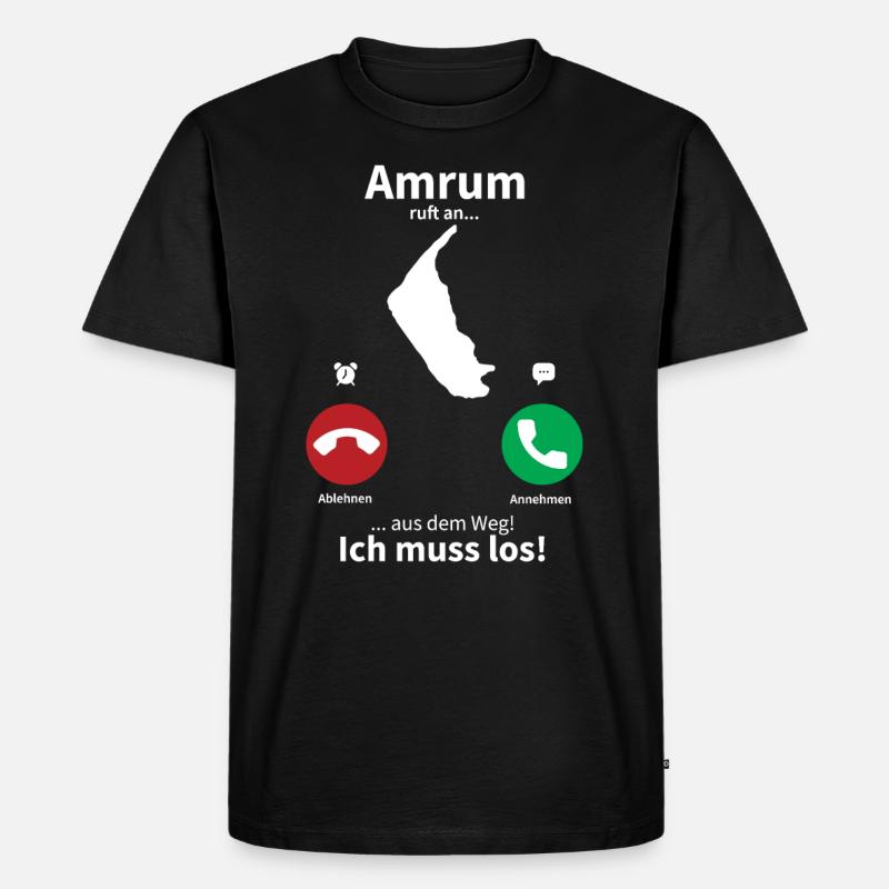 Amrum ruft an... - Männer Premium Bio T-Shirt - Schwarz