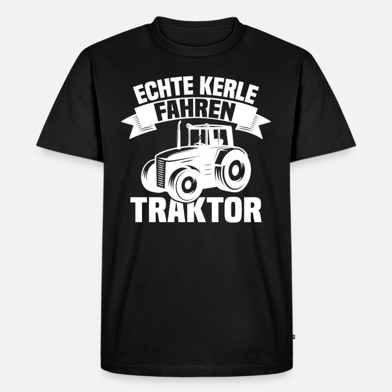 Echte Kerle fahren Traktor - Männer Premium Bio T-Shirt - Schwarz