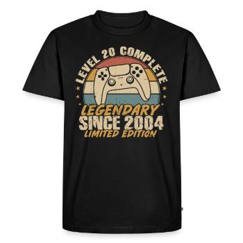 Niveau 20 complète légendaire depuis 2004 - T-shirt Premium bio Homme - noir - Devant - Nico (187cm)