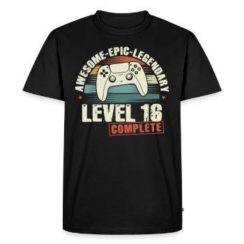 Level 16 Complete 16th Birthday Gift - Men's Premium Organic T-Shirt - black - Front - Nico (187cm)