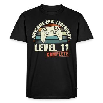 Level 11 Complete 11th Birthday Gift - Men's Premium Organic T-Shirt - black - Front - Nico (187cm)