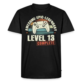 Level 13 Complete 13th Birthday Gift - Men's Premium Organic T-Shirt - black - Front - Nico (187cm)