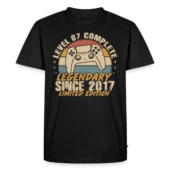 Level 7 Complete Legendary since 2017 - Men's Premium Organic T-Shirt - black - Front - Nico (187cm)
