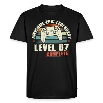 Level 7 Complete 7th Birthday Gift - Men's Premium Organic T-Shirt - black - Front - Nico (187cm)