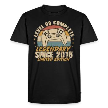 Level 9 Complete Legendary since 2015 - Men's Premium Organic T-Shirt - black - Front - Nico (187cm)