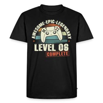 Niveau 6 Terminez le 6e cadeau d’anniversaire - T-shirt Premium bio Homme - noir - Devant - Nico (187cm)