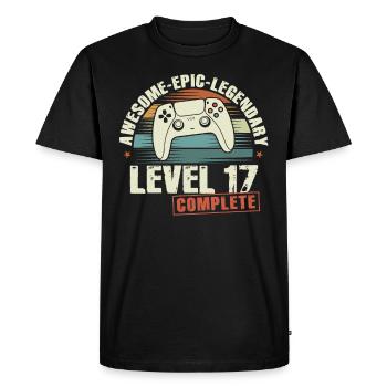 Level 17 Complete 17th Birthday Gift - Men's Premium Organic T-Shirt - black - Front - Nico (187cm)
