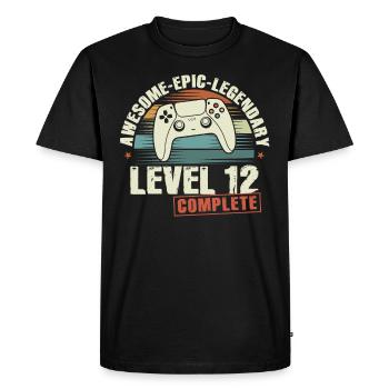 Niveau 12 Terminez 12e cadeau d’anniversaire - T-shirt Premium bio Homme - noir - Devant - Nico (187cm)