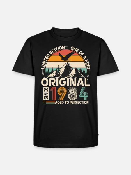 Original 1984 Vintage Anniversaire Rétro - Herre Premium økologisk T-shirt - sort
