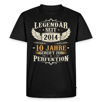 Légendaire depuis 2014 Millésime 10 ans anniversaire - T-shirt Premium bio Homme - noir - Devant - Nico (187cm)