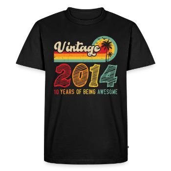 Vintage 2014 Cool Cadeau D'anniversaire 10 Ans - T-shirt Premium bio Homme - noir - Devant - Nico (187cm)