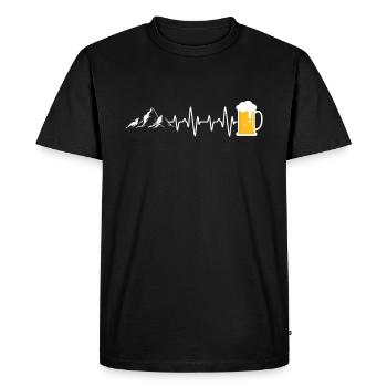 Heartbeat Mountains and Beer - Men's Premium Organic T-Shirt - black - Front - Nico (187cm)