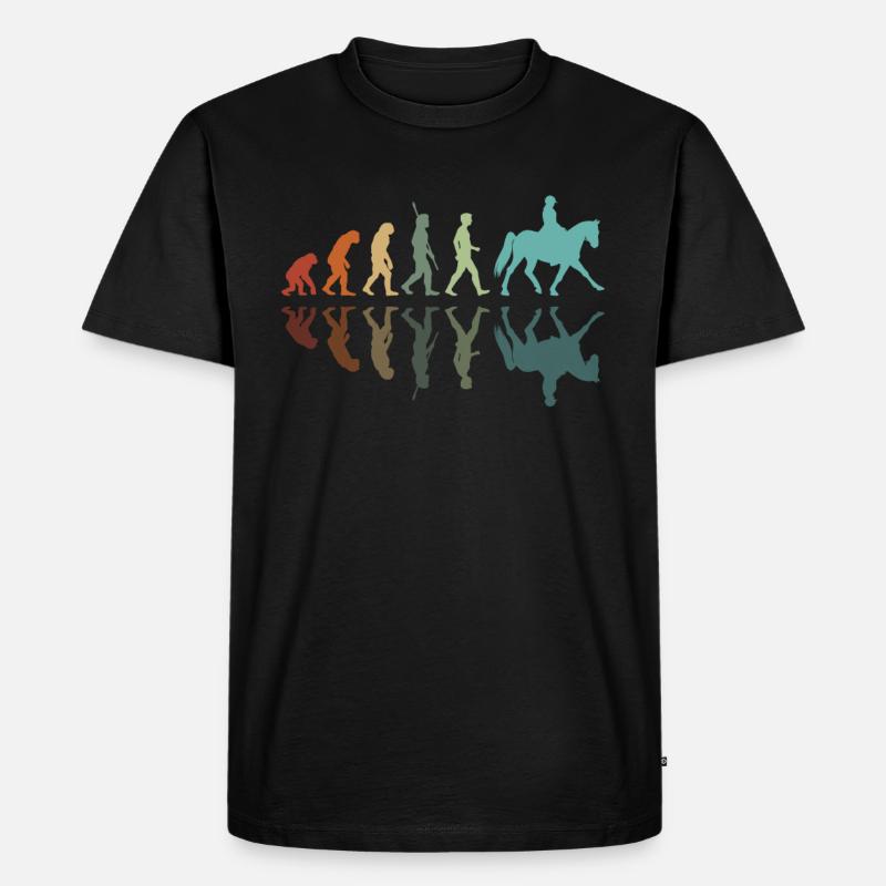 Evolution Reiten - Männer Premium Bio T-Shirt - Schwarz