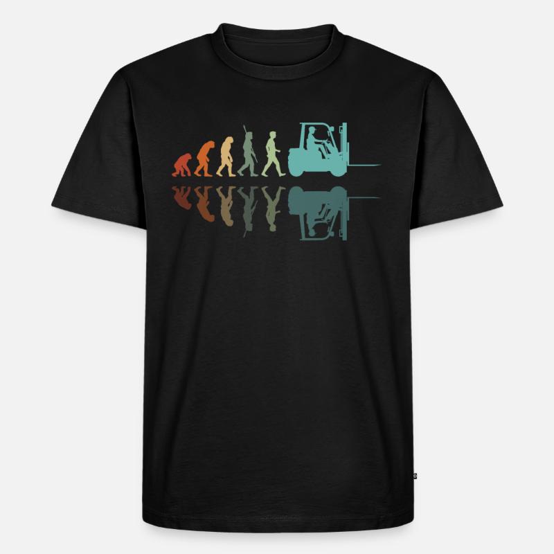 Evolution Gabelstapler - Männer Premium Bio T-Shirt - Schwarz