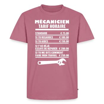 Mécanicien Tarif Horaire - T-shirt Premium bio Homme - mauve - Devant - Nico (187cm)