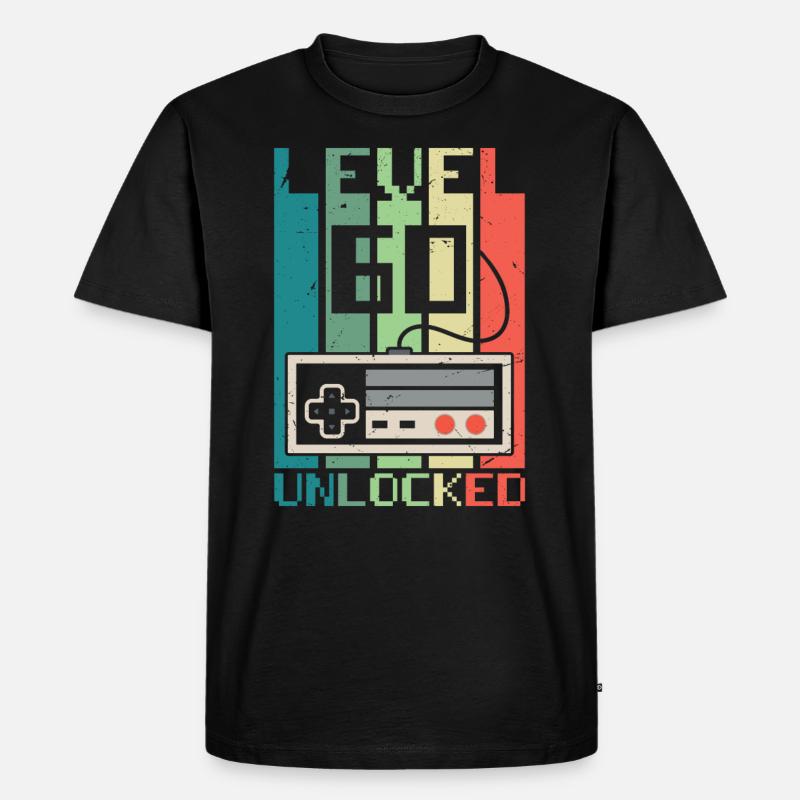 Level 60 freigeschaltet - Männer Premium Bio T-Shirt - Schwarz
