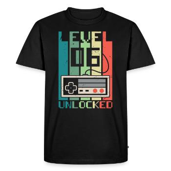 Niveau 6 débloqué - T-shirt Premium bio Homme - noir - Devant - Nico (187cm)