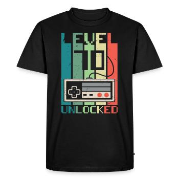 Level 70 Unlocked - Men's Premium Organic T-Shirt - black - Front - Nico (187cm)