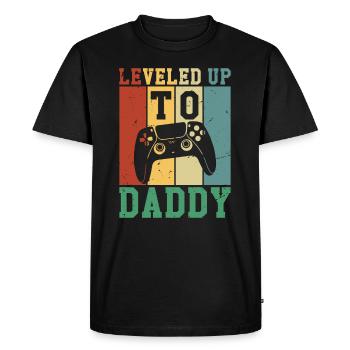 Leveled Up To Daddy - Men's Premium Organic T-Shirt - black - Front - Nico (187cm)
