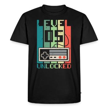 Level 5 Unlocked - Men's Premium Organic T-Shirt - black - Front - Nico (187cm)