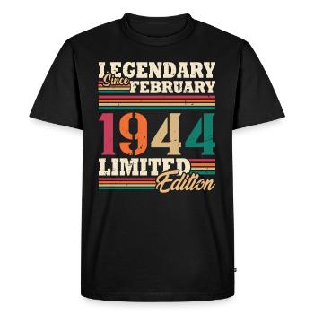 Vintage 1944 Février Vintage Anniversaire Rétro - T-shirt Premium bio Homme - noir - Devant - Nico (187cm)