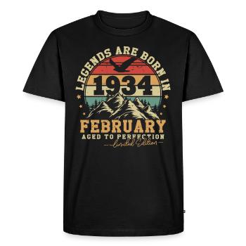 Février 1934 Vintage Rétro Anniversaire 1934 - T-shirt Premium bio Homme - noir - Devant - Nico (187cm)