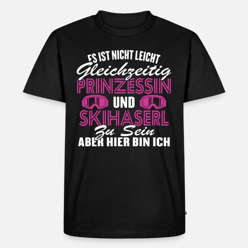 Prinzessin und Skihaserl - Männer Premium Bio T-Shirt - Schwarz