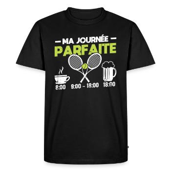 Ma Journée Parfaite Tennis - T-shirt Premium bio Homme - noir - Devant - Nico (187cm)