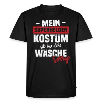 Mon costume de super-héros est dans la blanchisserie Désolé - T-shirt Premium bio Homme - noir - Devant - Nico (187cm)