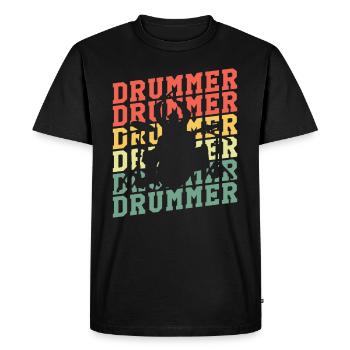 Cadeau de batteur Vintage - T-shirt Premium bio Homme - noir - Devant - Nico (187cm)
