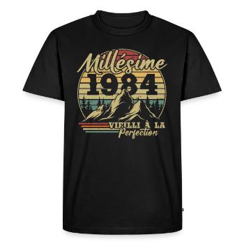 Millésime 1984 - T-shirt Premium bio Homme - noir - Devant - Nico (187cm)