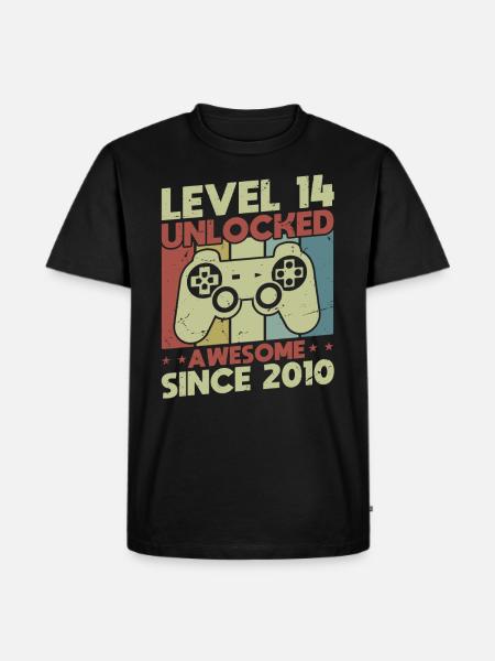 Level 14 Unlocked - Men's Premium Organic T-Shirt - black