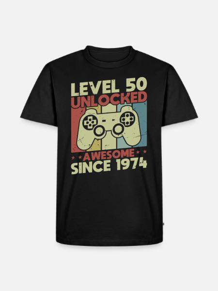 Level 50 freigeschaltet - Männer Premium Bio T-Shirt - Schwarz