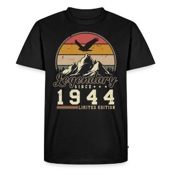 Legendary Since 1944 Vintage Birthday Gift - Men's Premium Organic T-Shirt - black - Front - Nico (187cm)