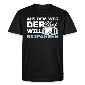 À l’écart, le patron veut skier - T-shirt Premium bio Homme - noir - Devant - Nico (187cm)
