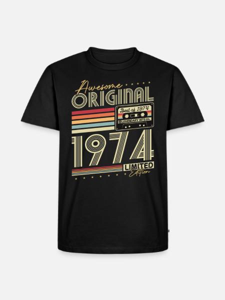 Alkuperäinen 1974 Vintage Retro syntymäpäivälahja - Premium luomulaatuinen miesten t-paita - musta