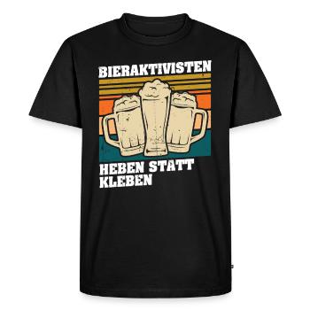 Activistes de la bière : soulever au lieu de coller - T-shirt Premium bio Homme - noir - Devant - Nico (187cm)