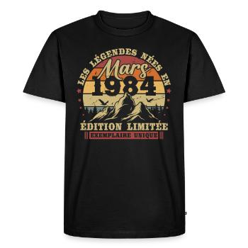 Vintage mars 1984 rétro cadeau d anniversaire - T-shirt Premium bio Homme - noir - Devant - Nico (187cm)