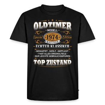 Vintage Car Built in 1974 Vintage Birthday Gift - Men's Premium Organic T-Shirt - black - Front - Nico (187cm)