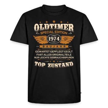 Vintage Car Built in 1974 Born Vintage Birthday - Men's Premium Organic T-Shirt - black - Front - Nico (187cm)