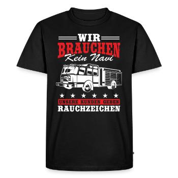 Nous n’avons pas besoin de donner un GPS à nos clients - T-shirt Premium bio Homme - noir - Devant - Nico (187cm)