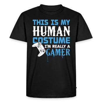 Je suis vraiment un joueur - T-shirt Premium bio Homme - noir - Devant - Nico (187cm)