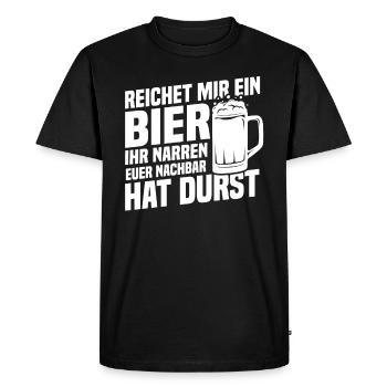 Hand me a beer, neighbor is thirsty - Men's Premium Organic T-Shirt - black - Front - Nico (187cm)