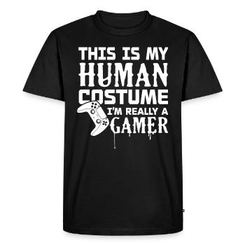 Je suis vraiment un joueur - T-shirt Premium bio Homme - noir - Devant - Nico (187cm)
