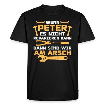 If Peter can't fix it - Men's Premium Organic T-Shirt - black - Front - Nico (187cm)