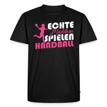 Real girls playing handball - Men's Premium Organic T-Shirt - black - Front - Nico (187cm)