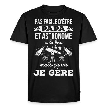 Papa astronome amateur téléscope - T-shirt Premium bio Homme - noir - Devant - Nico (187cm)